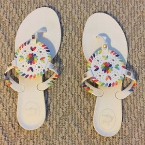 multicolor wheel Jack Rogers sandals
